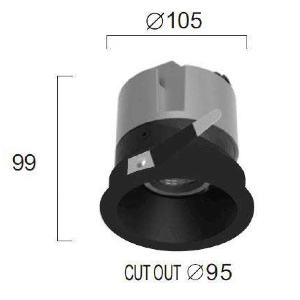 Χωνευτό Σποτ Μαύρο 20W 2700K-3000K-4000K 38° Alea - VIOKEF