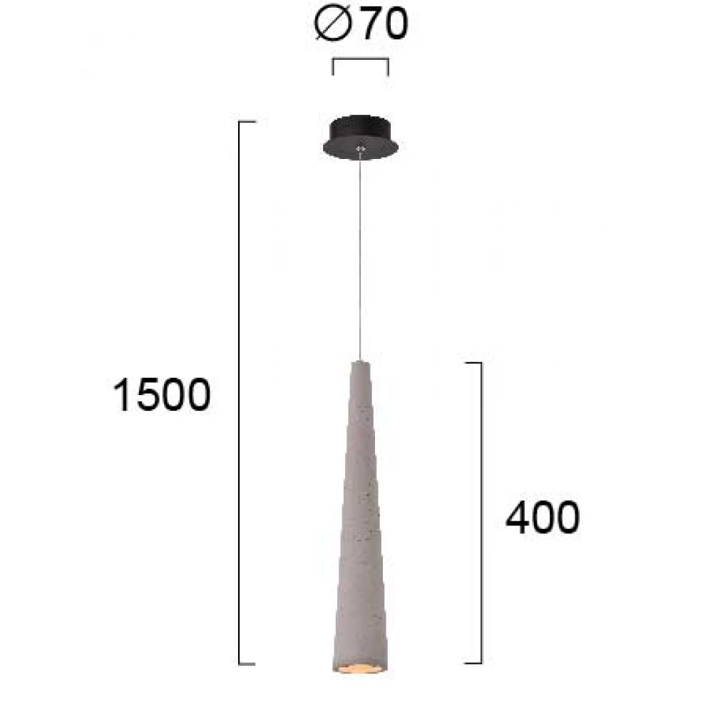 Μονόφωτο Κρεμαστό Φωτιστικό Από Τσιμέντο Και Ανάρτηση Μαύρη E27 D:70 ANISHA VIOKEF