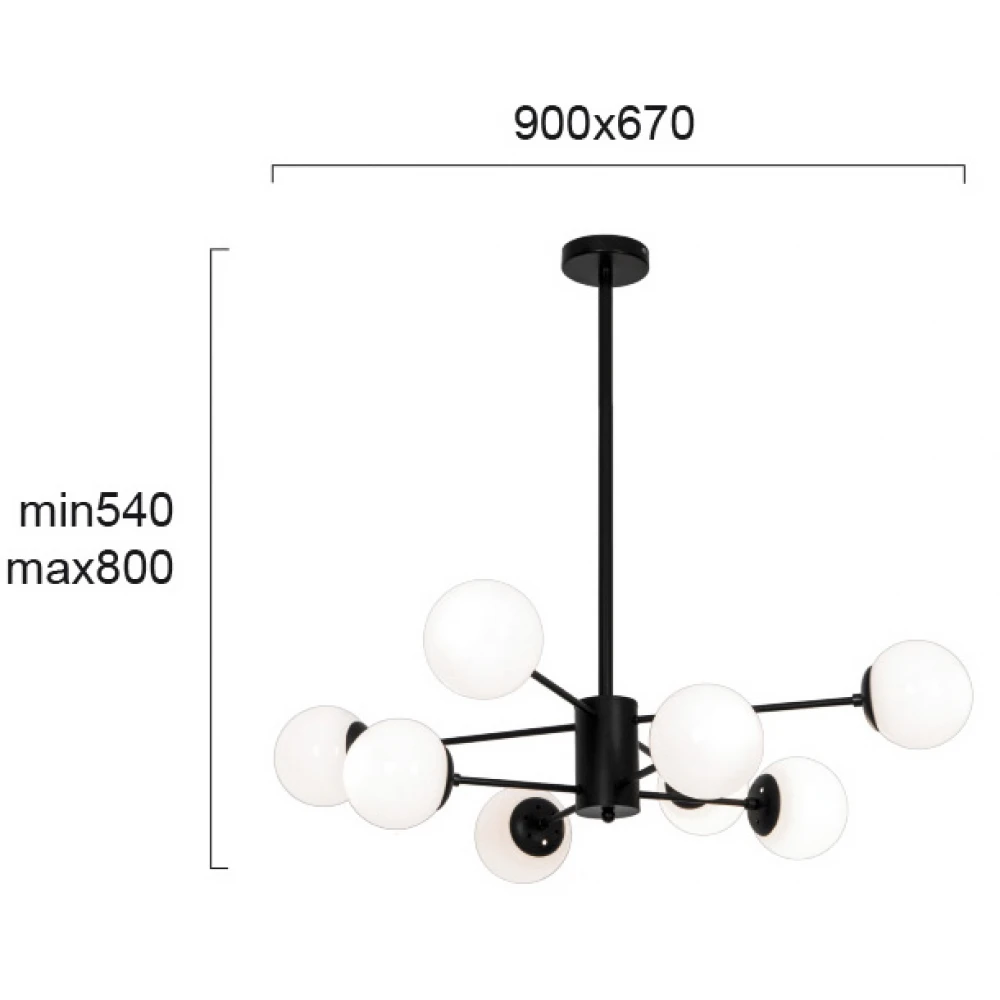 Κρεμαστό Φωτιστικό Πολύφωτο Μαύρο 8x G9 42W max ANOUK - Viokef