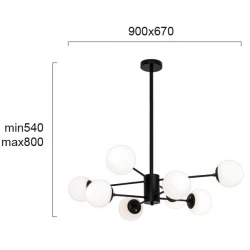 Κρεμαστό Φωτιστικό Πολύφωτο Μαύρο 8x G9 42W max ANOUK - Viokef