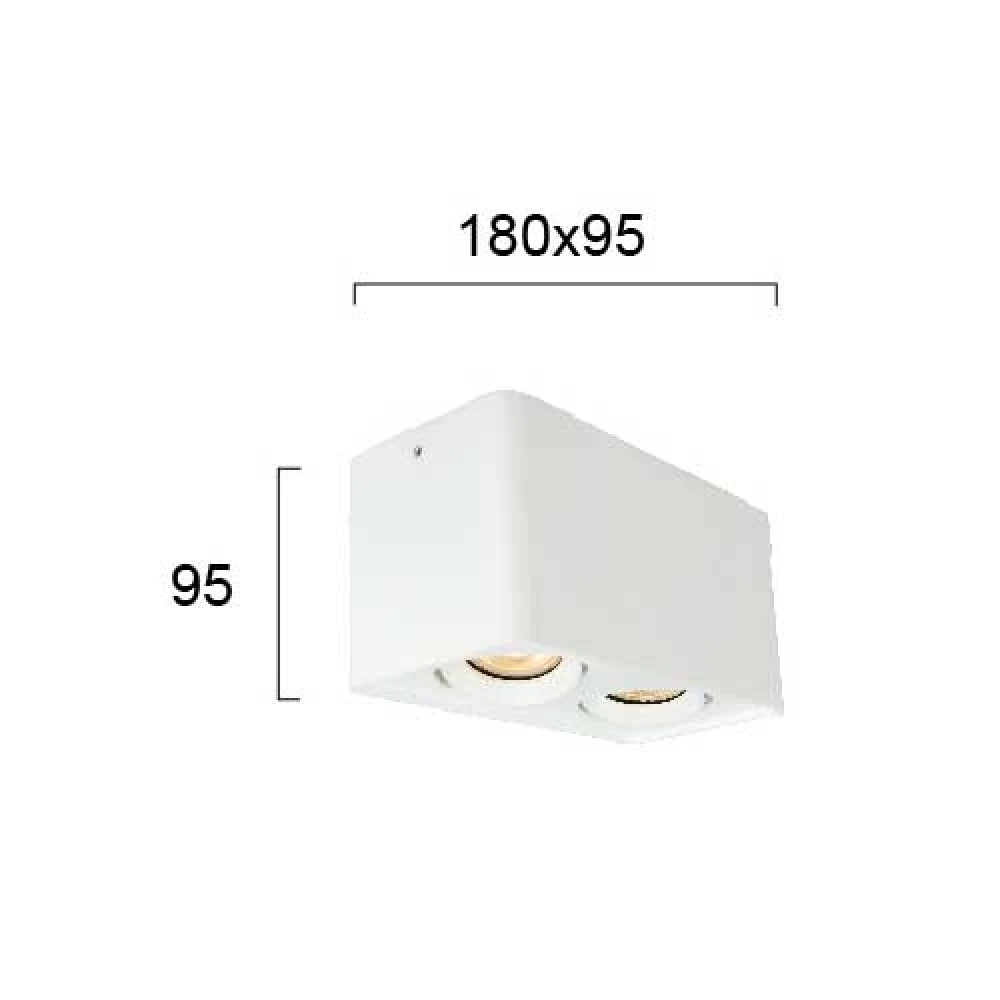 Σποτ Φωτιστικό Οροφής Τετράγωνο Λευκό 2xGU10 ARION