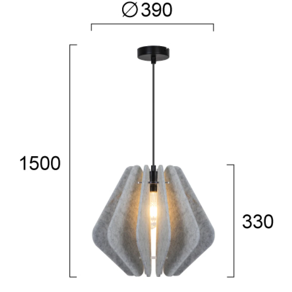 Κρεμαστό Μονόφωτο Φωτιστικό Γκρι 1xE27 Barano - Viokef