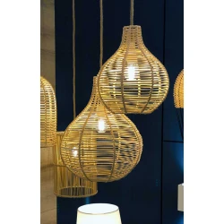 Κρεμαστό Φωτιστικό Μονόφωτο Από Rattan Ø30cm 1x E27 70W max BOLITA - Viokef