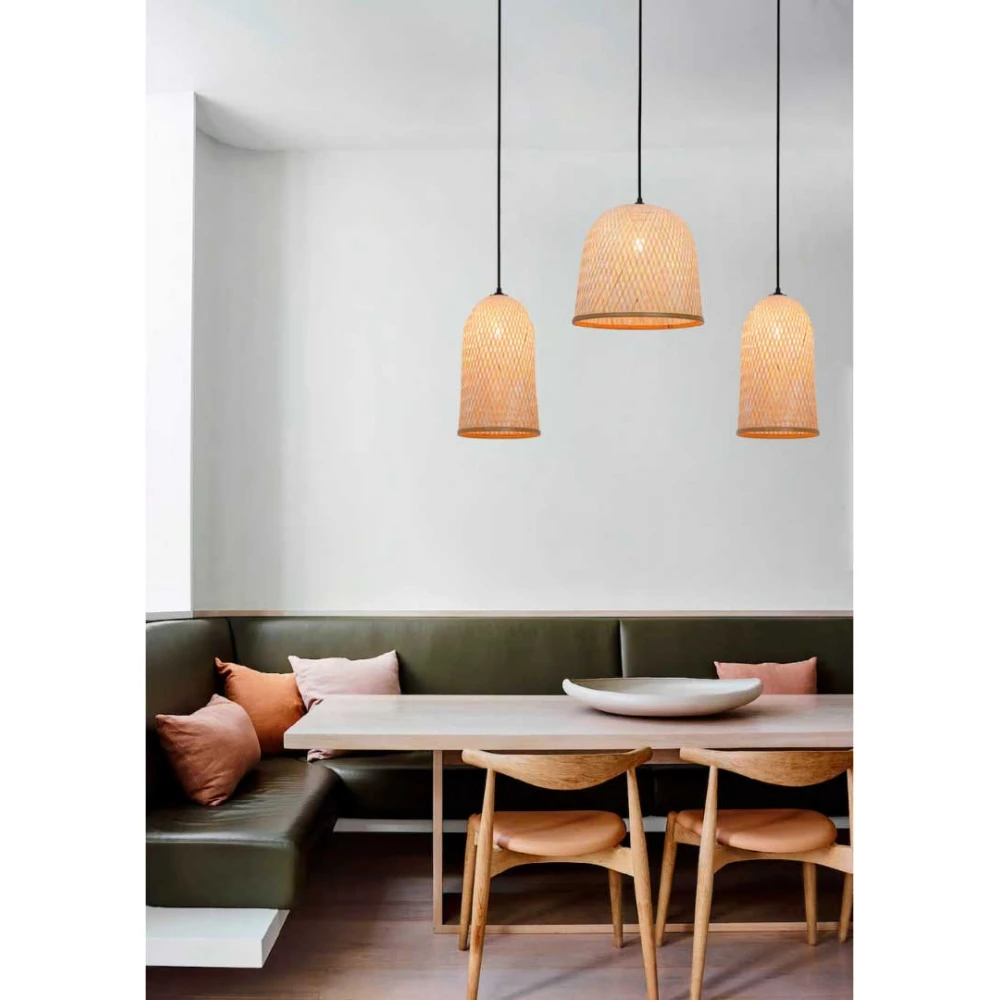 Κρεμαστό Φωτιστικό Μονόφωτο Από Ραττάν Φ25 1x E27 70W Casper - VIOKEF