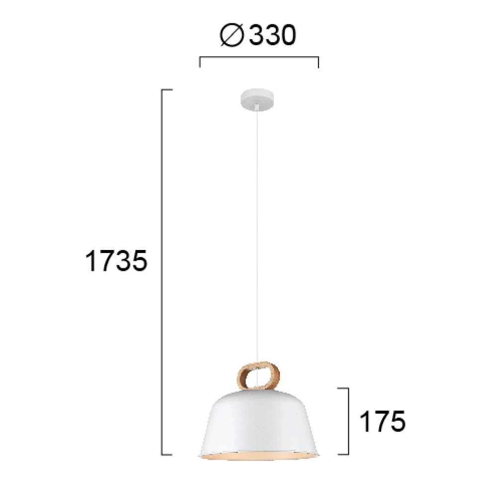 Κρεμαστό Φωτιστικό Μονόφωτο Μεταλλικό Λευκό με Ξύλινη Λεπτομέρεια 1x E27 CLIP VIOKEF