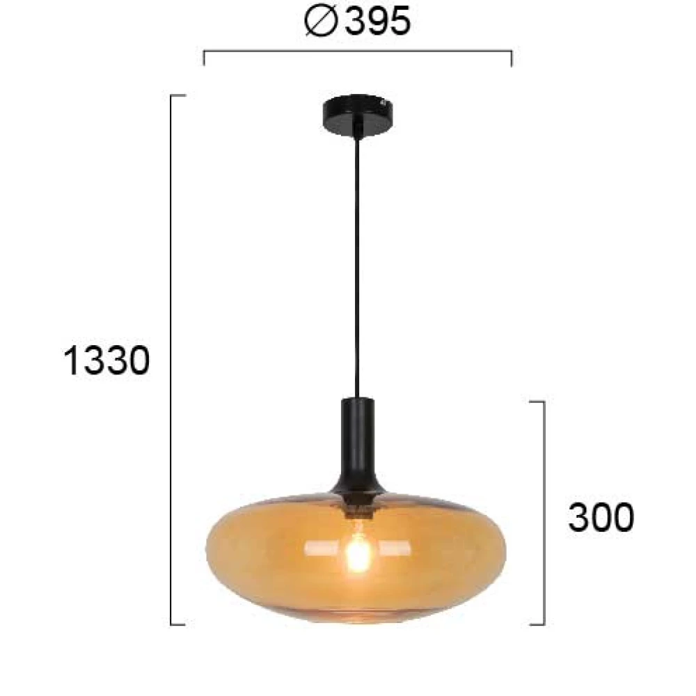 Κρεμαστό Φωτιστικό Μονόφωτο Από Γυαλί Μελί D395mm 1xE27 CONVEX - VIOKEF