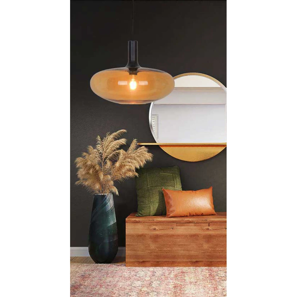 Κρεμαστό Φωτιστικό Μονόφωτο Από Γυαλί Μελί D395mm 1xE27 CONVEX - VIOKEF