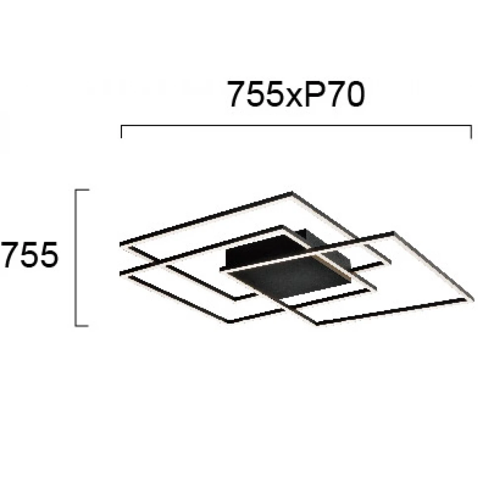 LED Πλαφονιέρα Μαύρη Μεταλλική 79W DANIEL VIOKEF