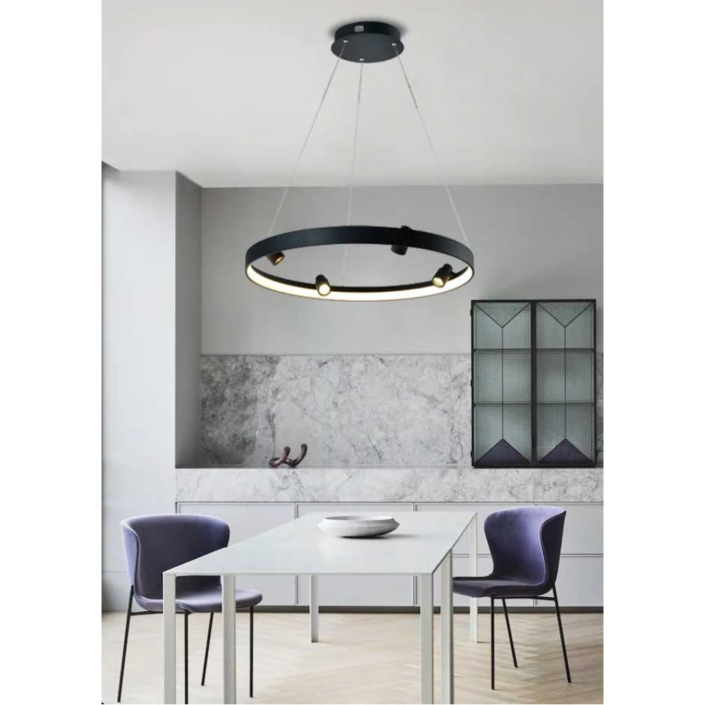 LED Κρεμαστό Φωτιστικό Μεταλλικό Μαύρο 40W DENIS VIOKEF