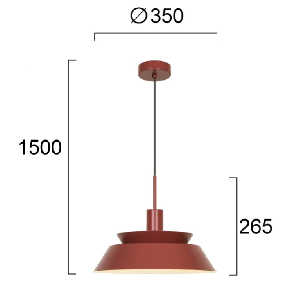 Κρεμαστό Φωτιστικό Μονόφωτο Κόκκινο 1xE27 Depen - Viokef