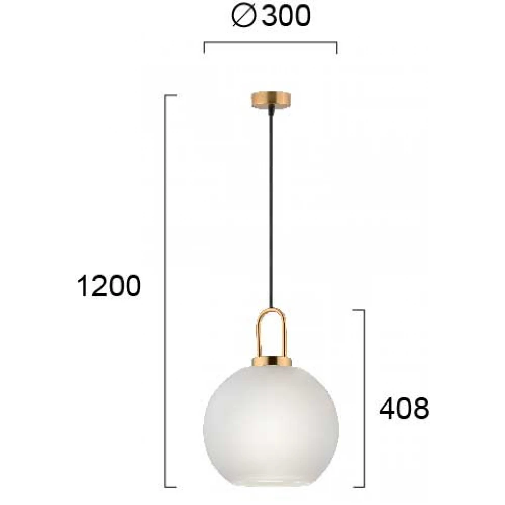 Κρεμαστό Φωτιστικό Μονόφωτο Με Λευκό Γυαλί Και Χρυσή Ανάρτηση D300 1x E27 DORIA VIOKEF