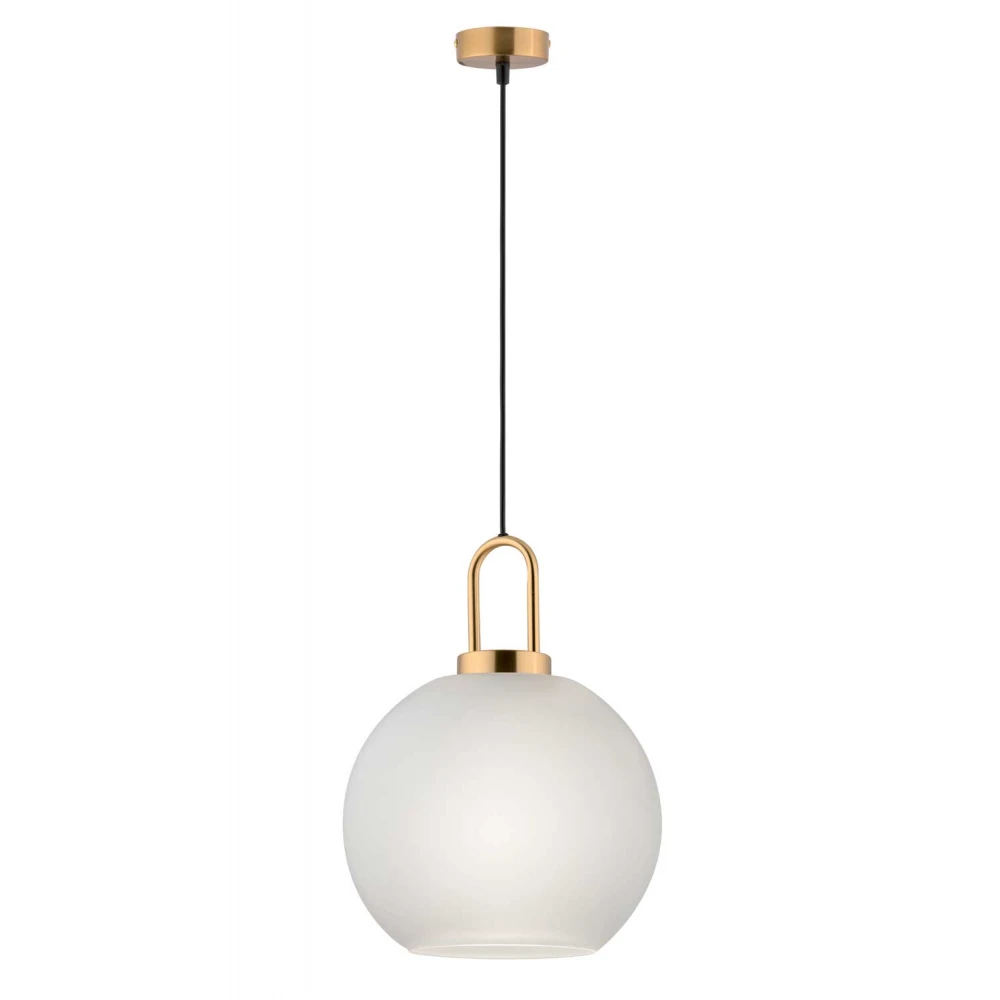 Κρεμαστό Φωτιστικό Μονόφωτο Με Λευκό Γυαλί Και Χρυσή Ανάρτηση D300 1x E27 DORIA VIOKEF