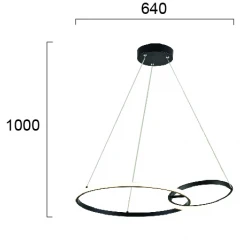 LED Κρεμαστό Φωτιστικό Μαύρο 36W DOUBLE - VIOKEF