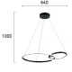 LED Κρεμαστό Φωτιστικό Μαύρο 36W DOUBLE - VIOKEF