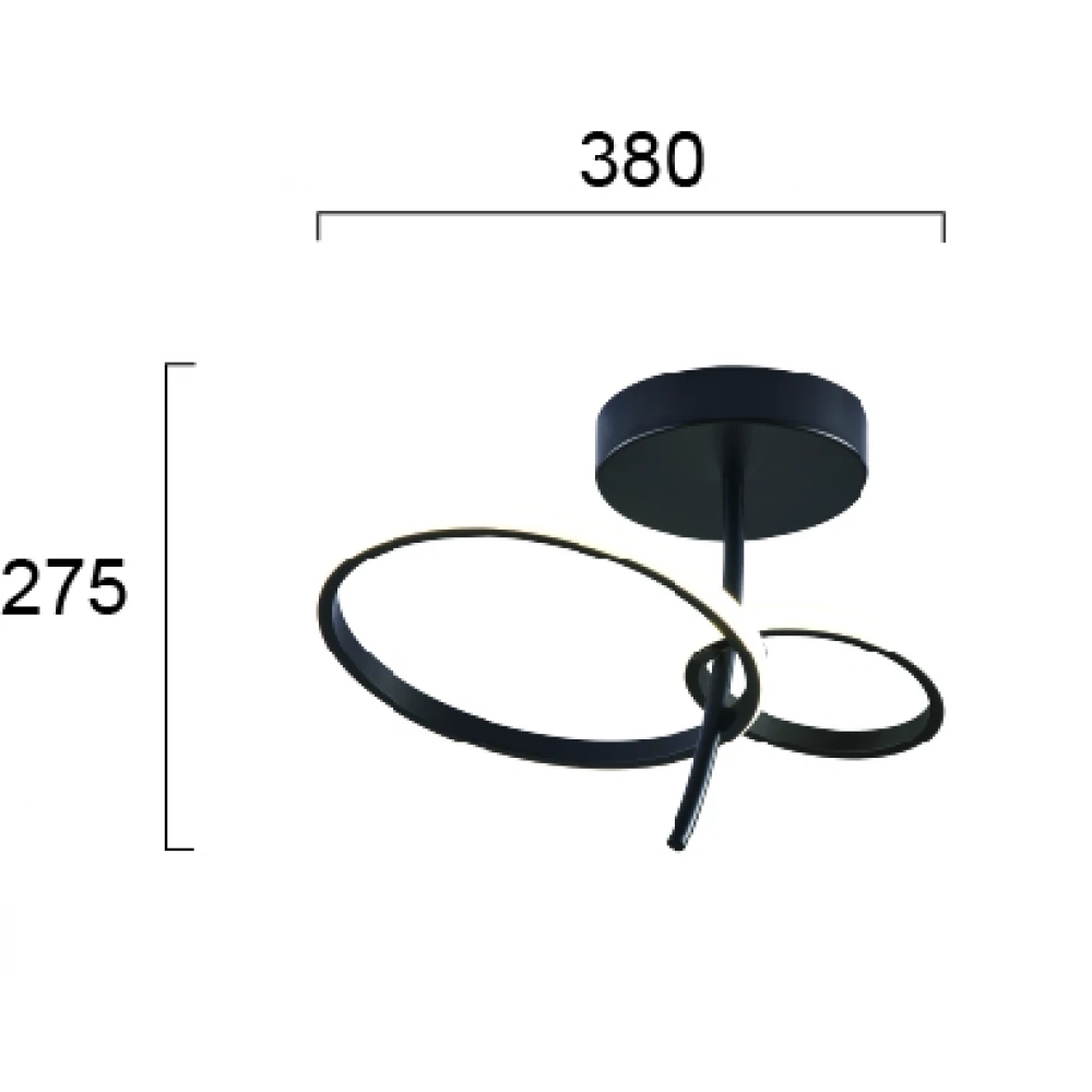 LED Πλαφονιέρα Μαύρη 36W DOUBLE - VIOKEF