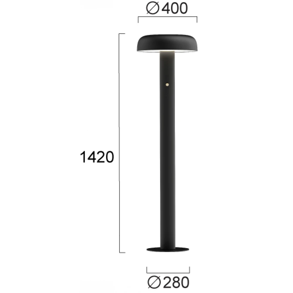 LED Φωτιστικό Δαπέδου Μαύρο 28W CRI93 Deva - VIOKEF