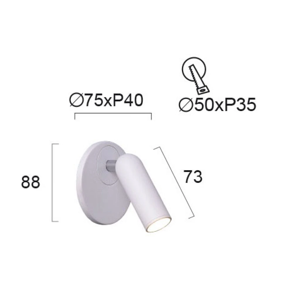 Απλίκα Ανάγνωσης Μεταλλική Χωνευτή Σε Μαύρο Χρώμα 3W 150lm EMMA Viokef