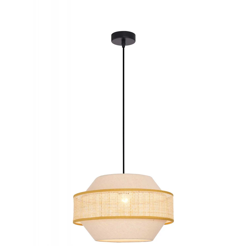 Κρεμαστό Φωτιστικό Μονόφωτο Από Ύφασμα Και Rattan D350 1xE27 ERICA - VIOKEF