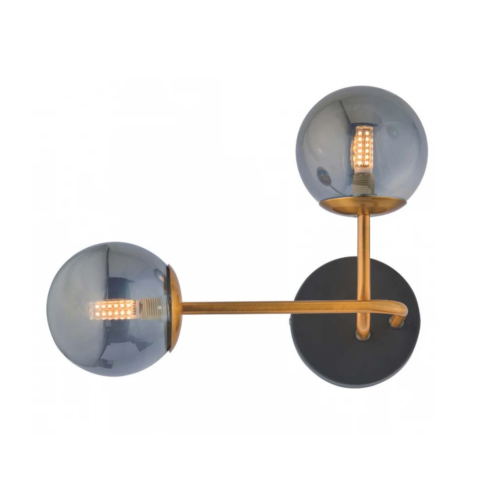 Φωτιστικό Τοίχου Δίφωτο Χρυσό Από Μέταλλο Και Γυαλί 2x G9 40W FIORE - VIOKEF