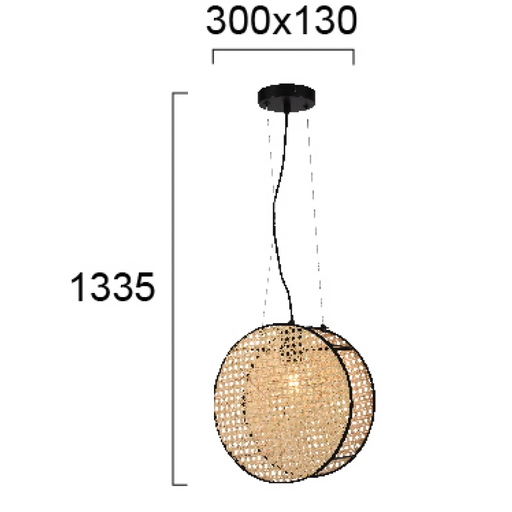 Κρεμαστό Φωτιστικό Μονόφωτο Από Rattan D30cm 1xE27 GHEISA VIOKEF