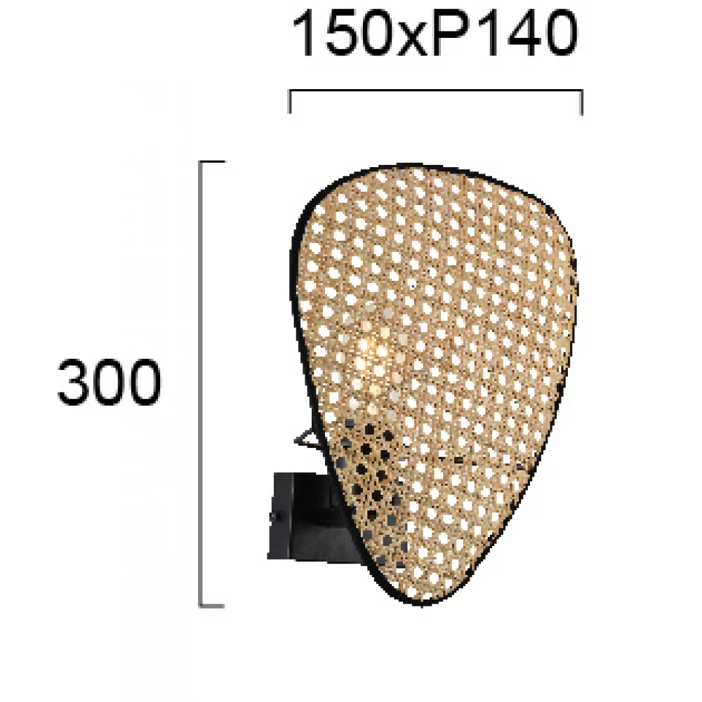 Φωτιστικό Τοίχου Μονόφωτο Από Rattan 1xE27 GHEISA VIOKEF