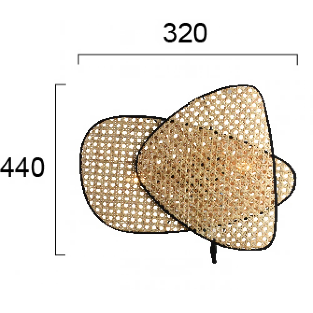 Φωτιστικό Τοίχου Δίφωτο Από Rattan 2xE27 GHEISA VIOKEF