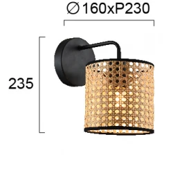 Φωτιστικό Τοίχου Μονόφωτο Από Rattan 1xE27 Cylinder GHEISA VIOKEF