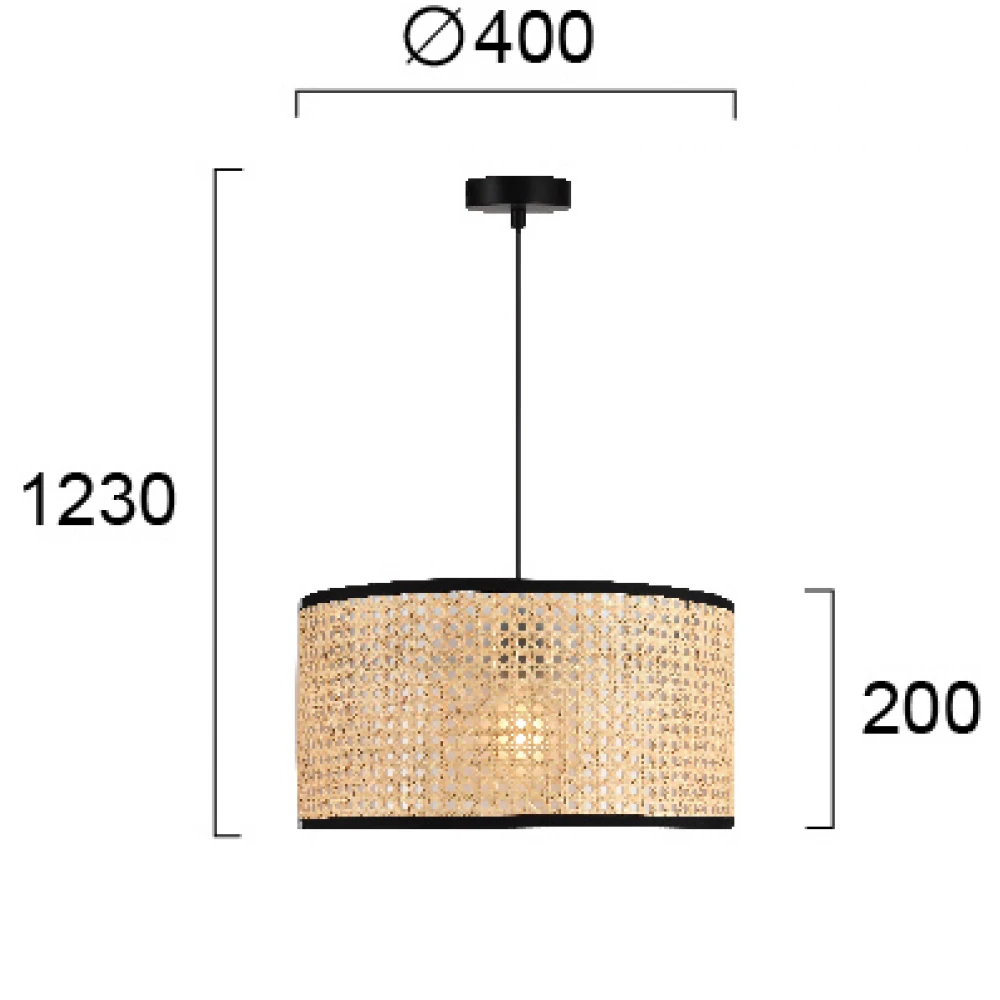 Κρεμαστό Φωτιστικό Μονόφωτο Από Rattan D40cm 1xE27 GHEISA VIOKEF