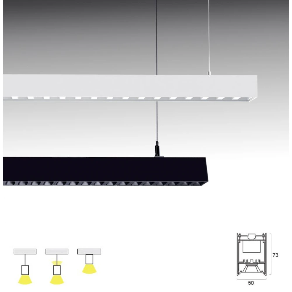 LED Κρεμαστό Γραμμικό Φωτιστικό Σε Μαύρο Χρώμα 36W 1410mm Με Διακόπτη Επιλογής Απόχρωσης Λευκού - TOPLINE VIOKEF
