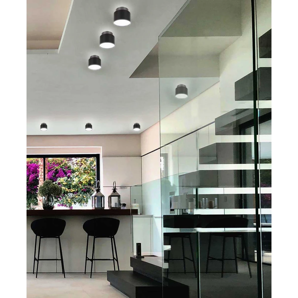 LED Φωτιστικό Οροφής Μαύρο 8.2W D:90 Gabi