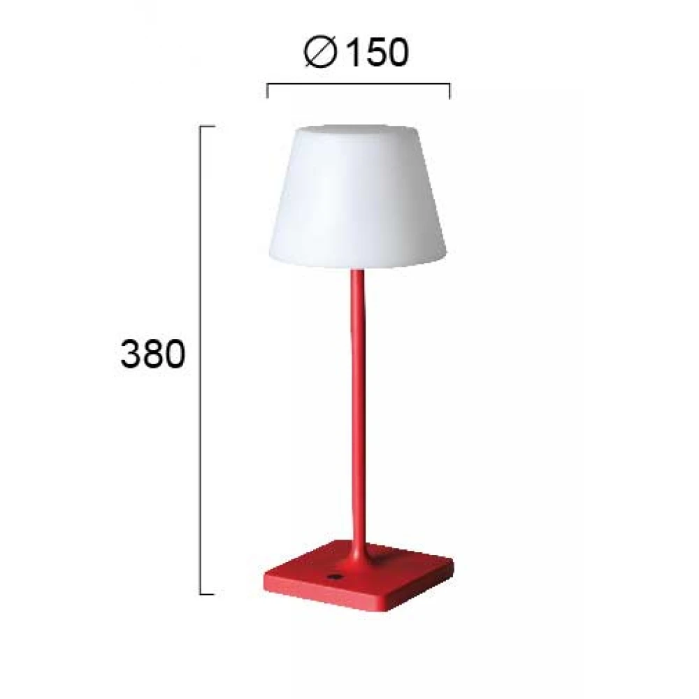 LED Επαναφορτιζόμενο Πορτατίφ Κόκκινο Dimmable IP44 2W 4000K HAPPY - VIOKEF