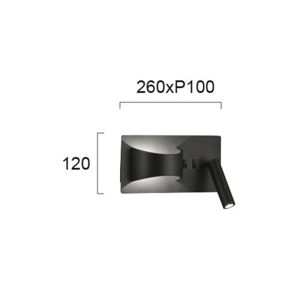LED Μεταλλική Απλίκα Μαύρη 3W + 5W JAKE - VIOKEF