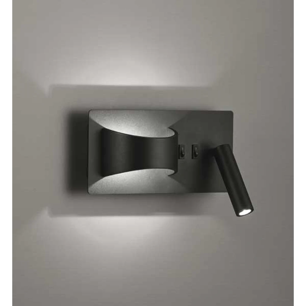 LED Μεταλλική Απλίκα Μαύρη 3W + 5W JAKE - VIOKEF