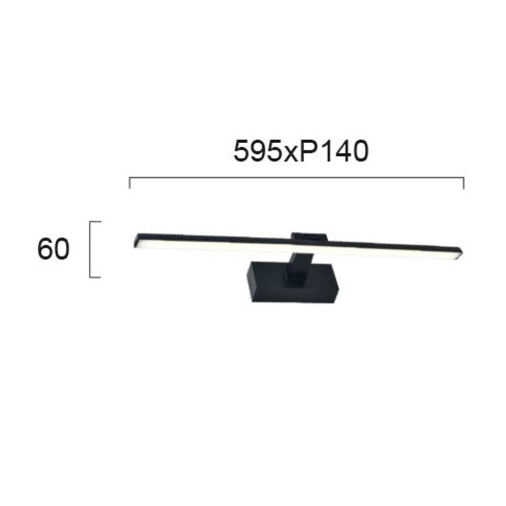 LED Απλίκα Μπάνιου Μεταλλική Σε Μαύρο Χρώμα 59,5cm 12W IP44 JASPER Viokef