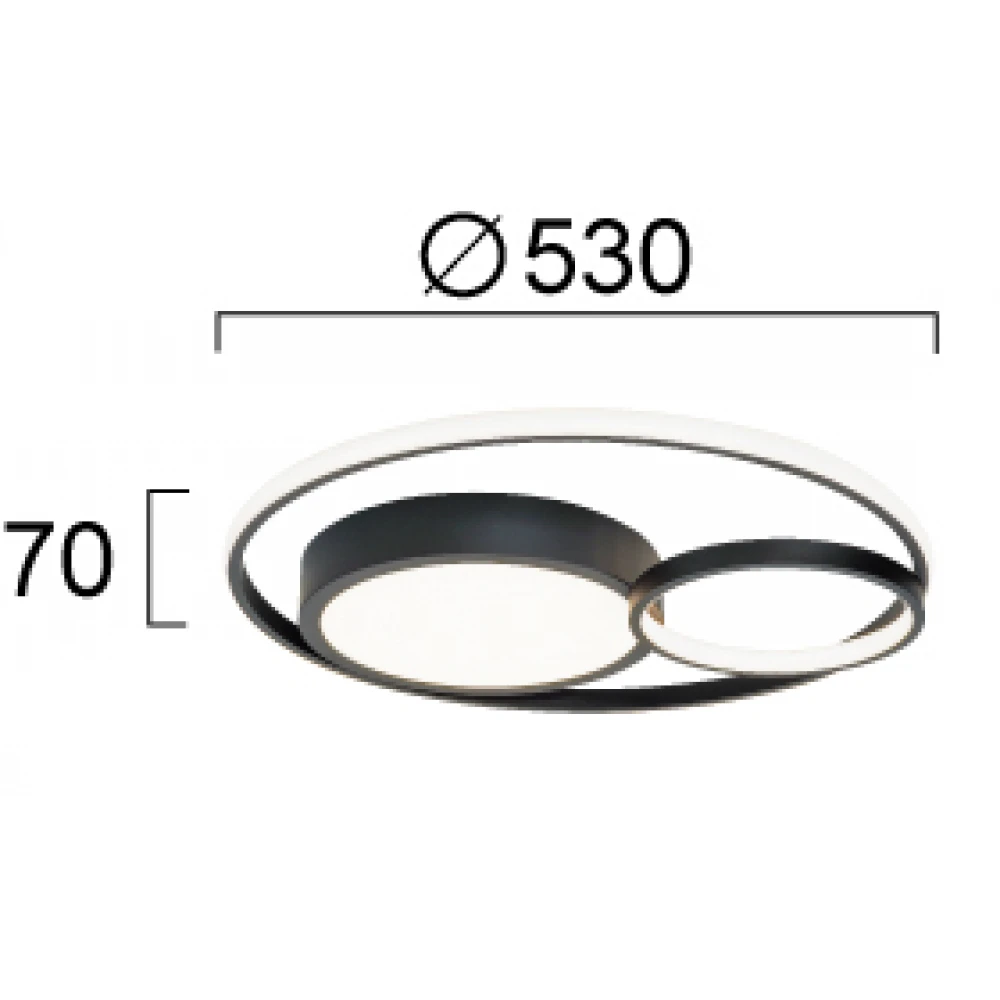 LED Φωτιστικό Οροφής Μαύρο 36W Karon Viokef