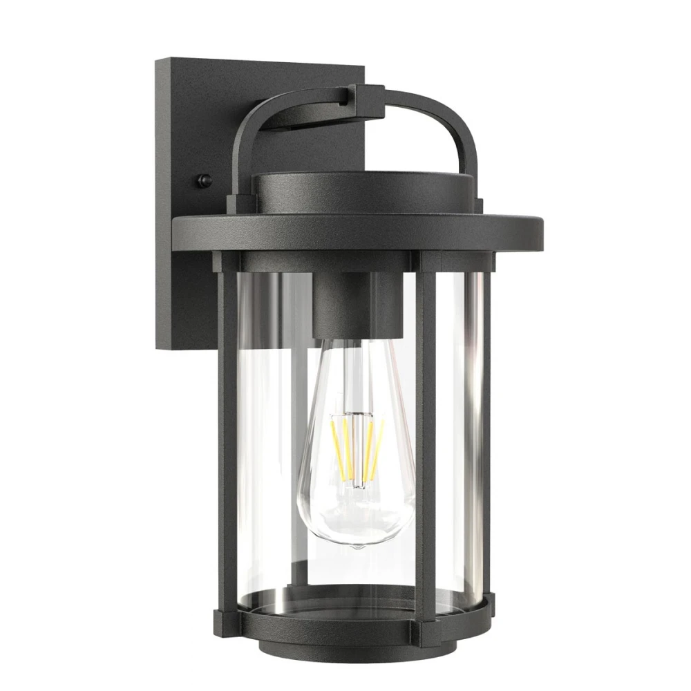 Απλίκα Αλουμινίου Σε Μαύρο με Σκιάδιο Από Γυαλί 1x E27 IP23 KIMOLOS - VIOKEF