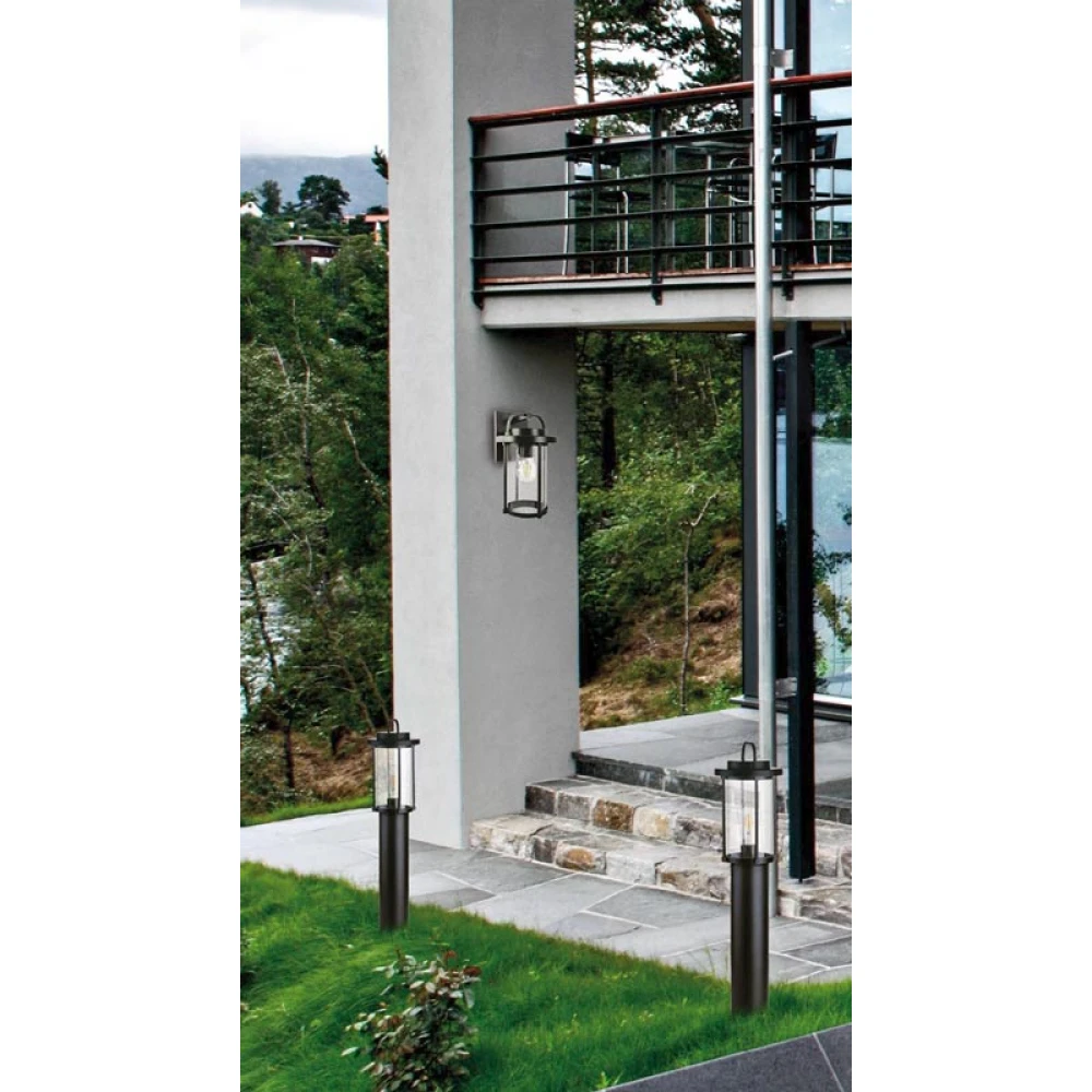 Απλίκα Αλουμινίου Σε Μαύρο με Σκιάδιο Από Γυαλί 1x E27 IP23 KIMOLOS - VIOKEF