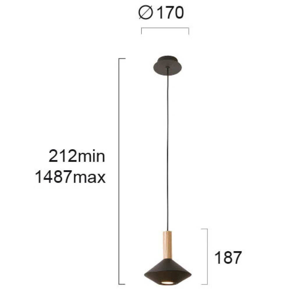 Κρεμαστό Φωτιστικό Μονόφωτο Μεταλλικό Σε Μαύρο Χρώμα 1x GU10 KONA VIOKEF