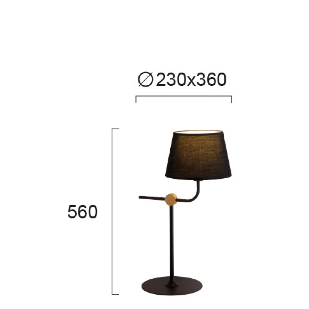 Λάμπα Πορτατίφ Με Μαύρο Υφασμάτινο Καπέλο 56cm 1x E27 60W max LARGO - Viokef