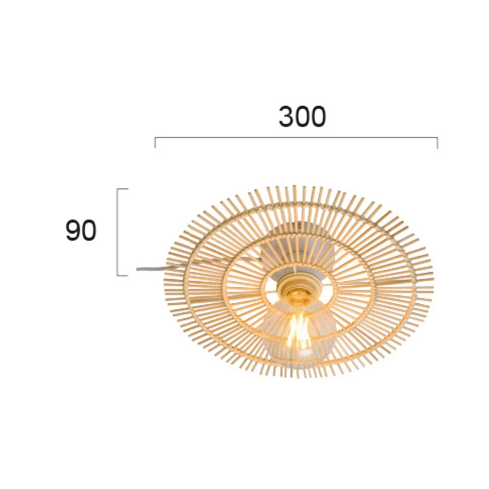 Φωτιστικό Οροφής - Τοίχου Από Rattan Ø30cm 1x E27 70W max LETA - Viokef