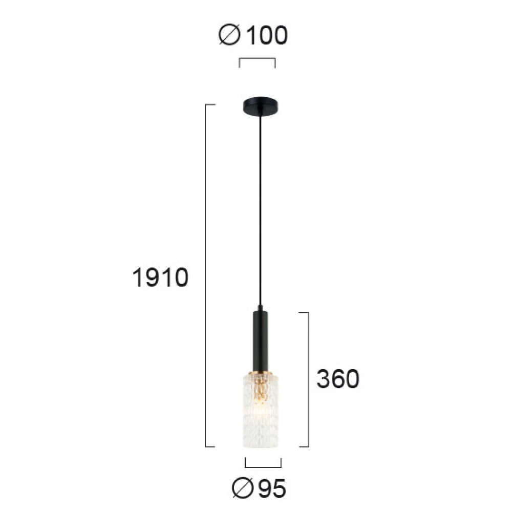 Κρεμαστό Φωτιστικό Μονόφωτο Με Γυαλί 1x E14 40W max LIRA - Viokef