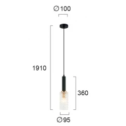 Κρεμαστό Φωτιστικό Μονόφωτο Με Γυαλί 1x E14 40W max LIRA - Viokef
