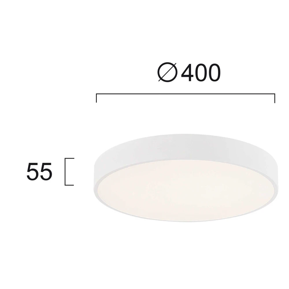 LED Πλαφονιέρα Λευκή Ή Μαύρη D:400 30W 3000K/4000K with CCT switch Madison - VIOKEF