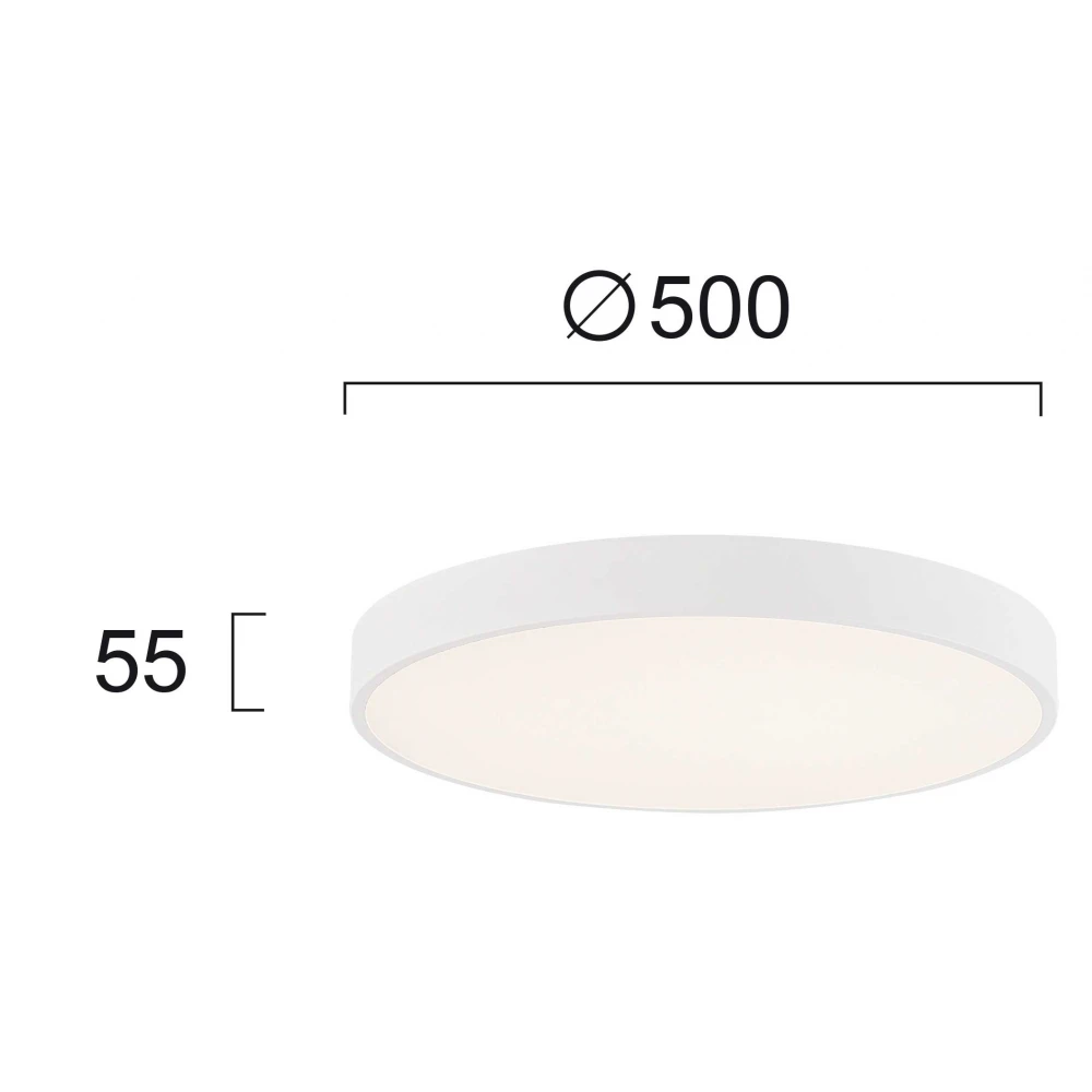 LED Πλαφονιέρα Λευκή D:500 40W 3000K/4000K with CCT switch Madison - VIOKEF