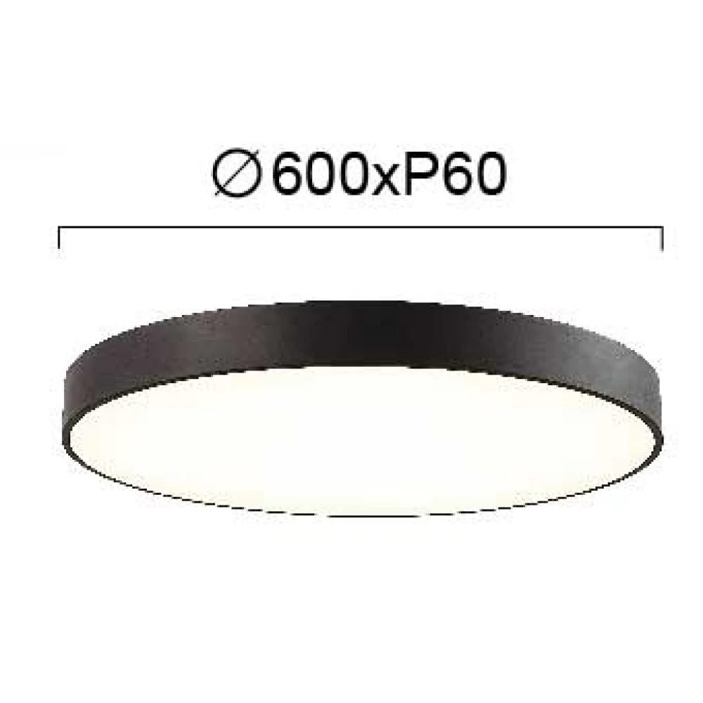 LED Πλαφονιέρα Μαύρη D:600 67W 3000K/4000K with CCT switch Madison - VIOKEF
