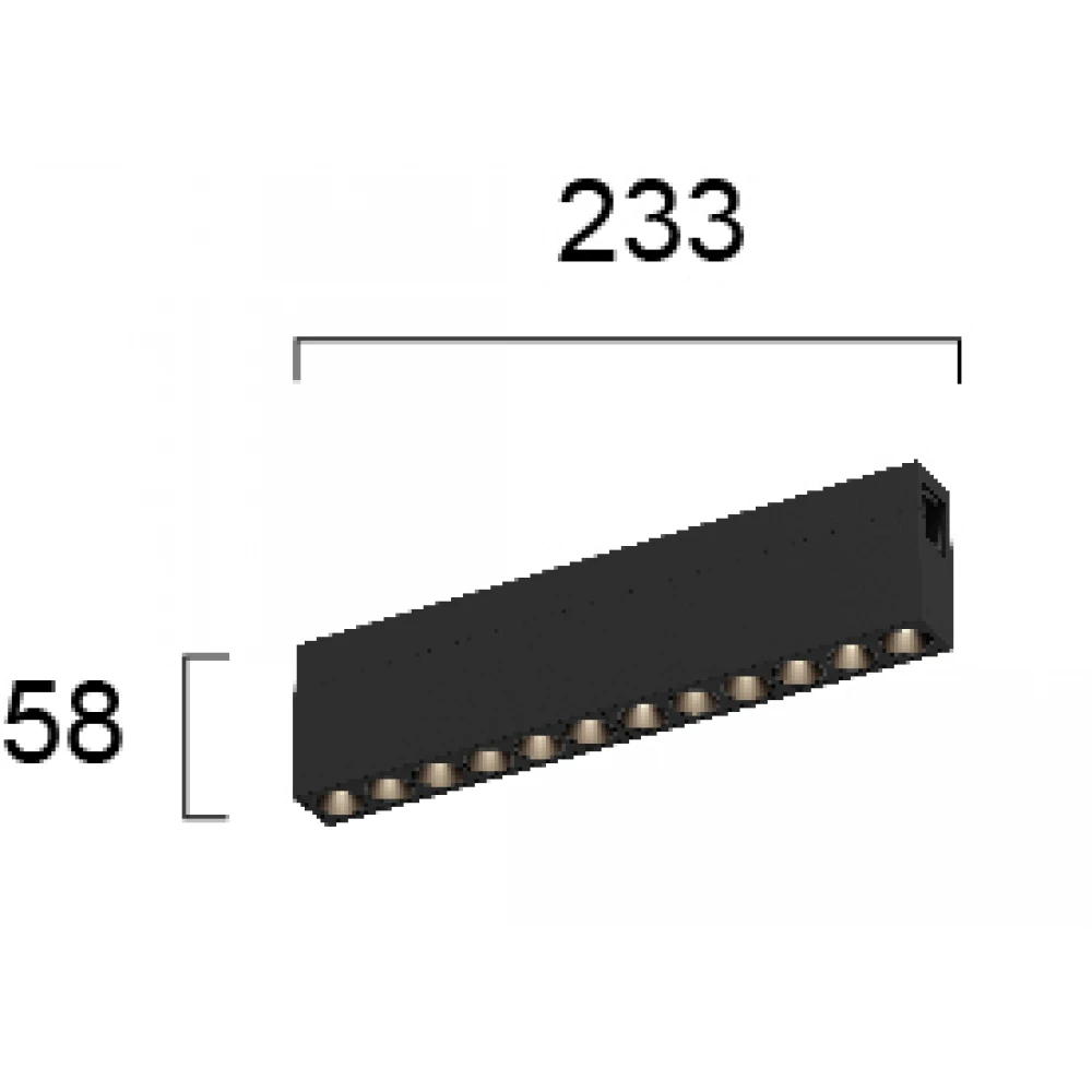 Γραμμικό Σποτ Track-24VDC Μαύρο Μαγνητικό 12W Hoop - VIOKEF