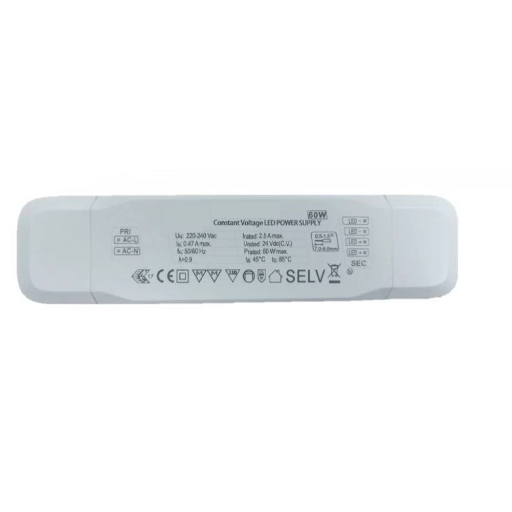 Power supply 24VDC 60W IP20 On-Off (Slim) Για Μαγνητική Ράγα Hoop - VIOKEF