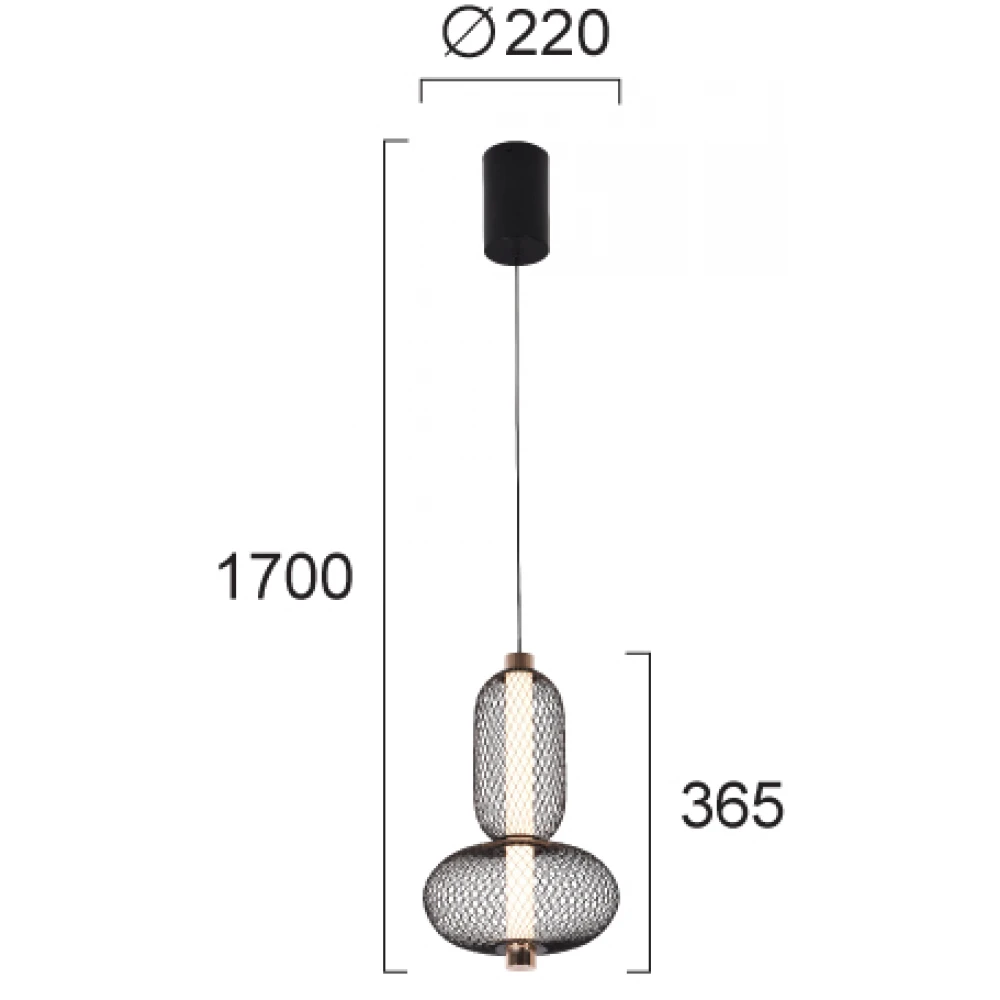 LED Κρεμαστό Φωτιστικό Μονόφωτο 9W h:365 Margot - Viokef