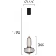 LED Κρεμαστό Φωτιστικό Μονόφωτο 9W h:365 Margot - Viokef