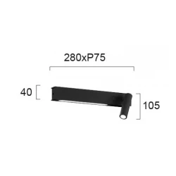 LED Μεταλλική Απλίκα Σε Μαύρο Με Διακόπτη 3W + 6W MOLLY - VIOKEF